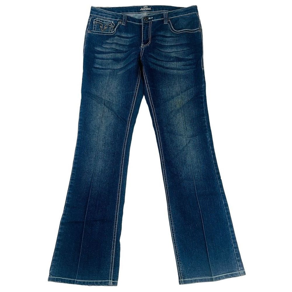 Sexy Miss Jeaniest Bootcut Medium Wash Embroidered Flap Pocket Stretch Jeans Siz